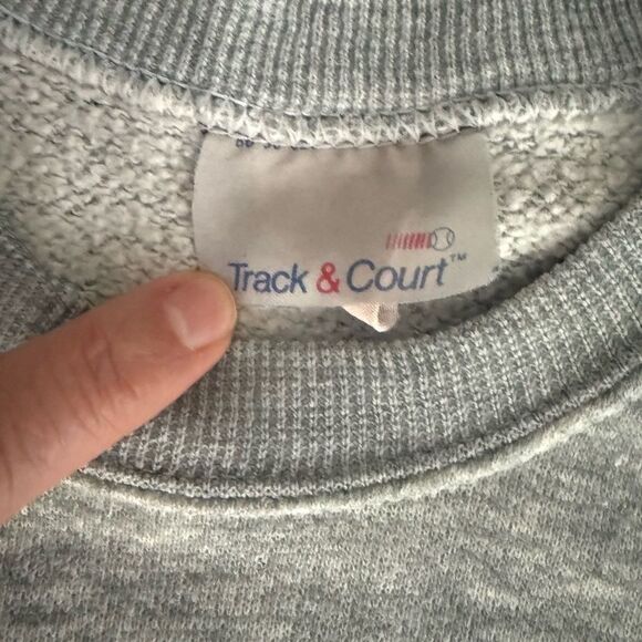 Track & Court Crewneck Sweatshirt Grey Gray Tennis Vintage - Picture 4 of 4